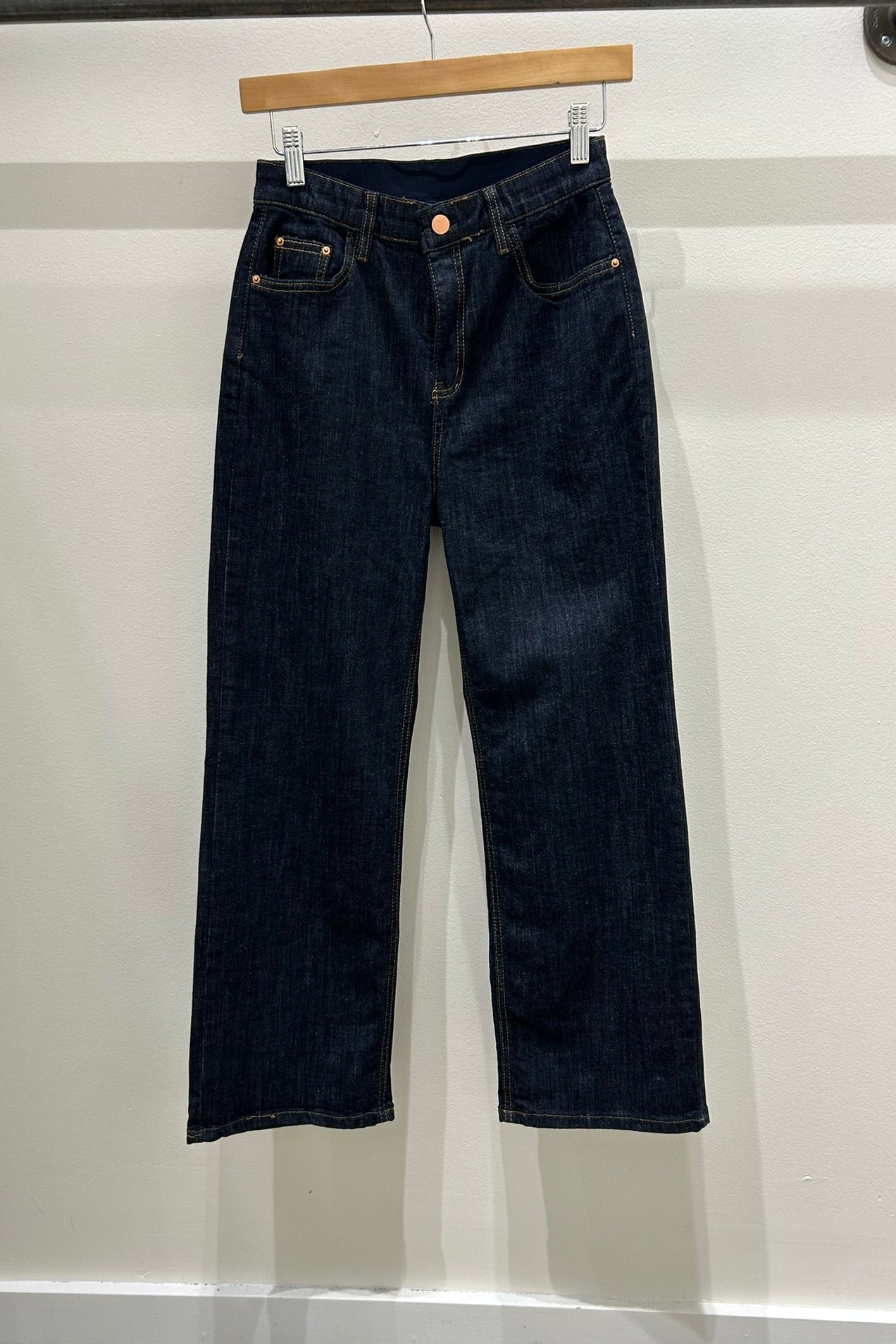 Dark Wash Fleece Lined Straight Jeans