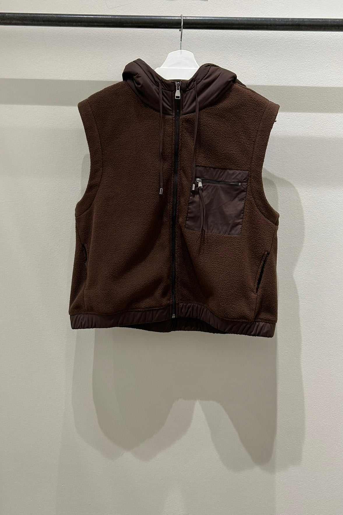 Mixed Media Fleece Hooded Vest