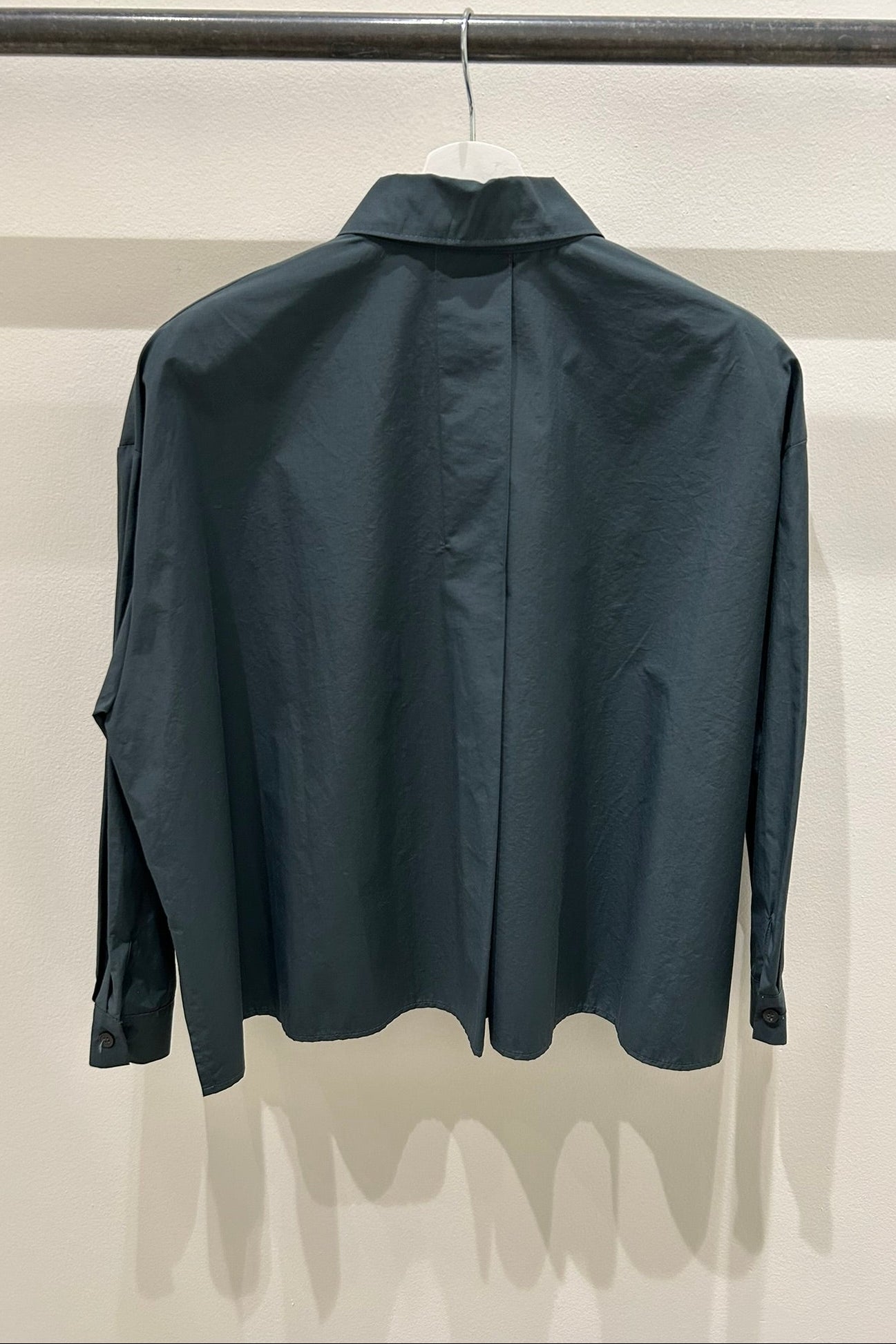 Back-Pleated Button-Up Shirt
