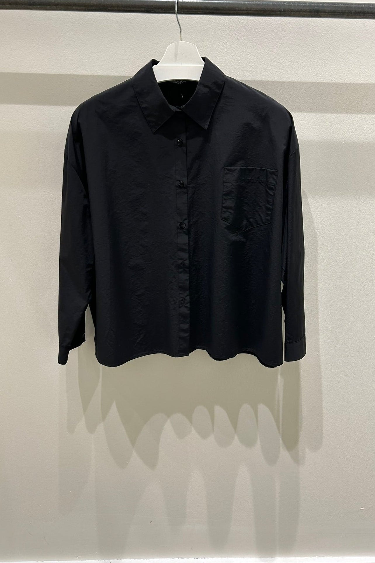 Back-Pleated Button-Up Shirt