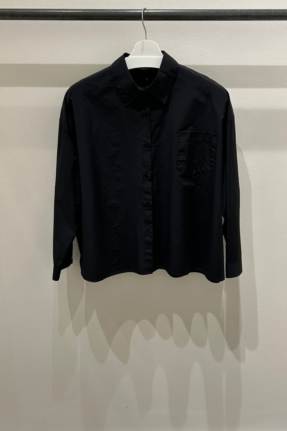 Back-Pleated Button-Up Shirt