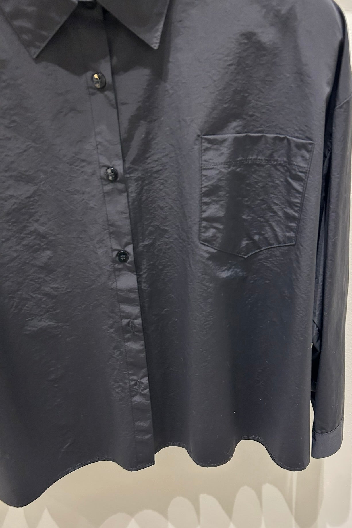 Back-Pleated Button-Up Shirt
