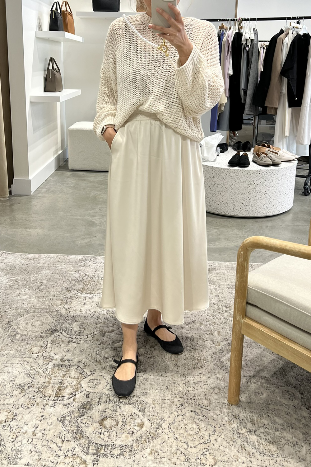 Satin A-line Skirt