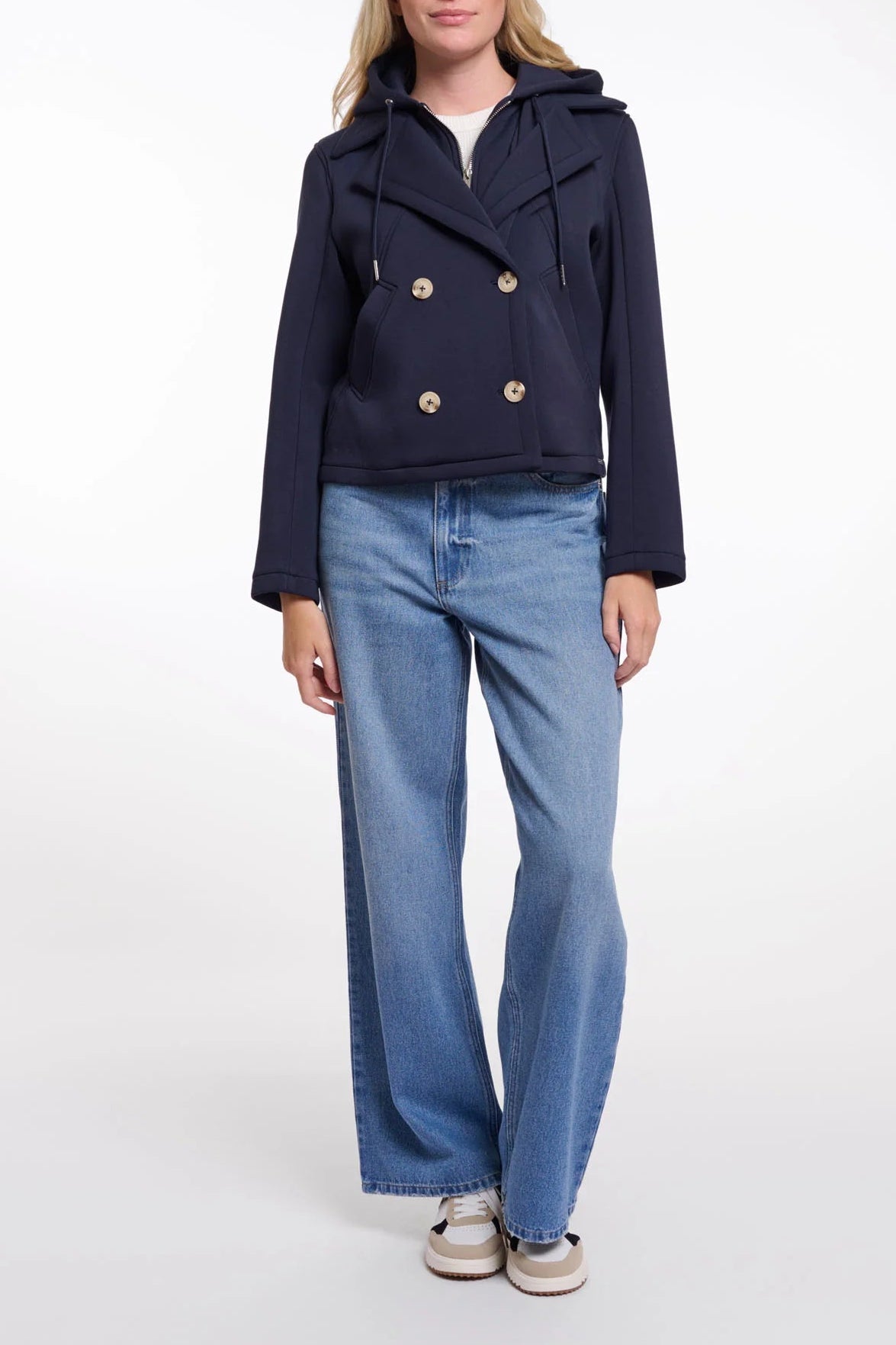 Hooded Layered Short Coat