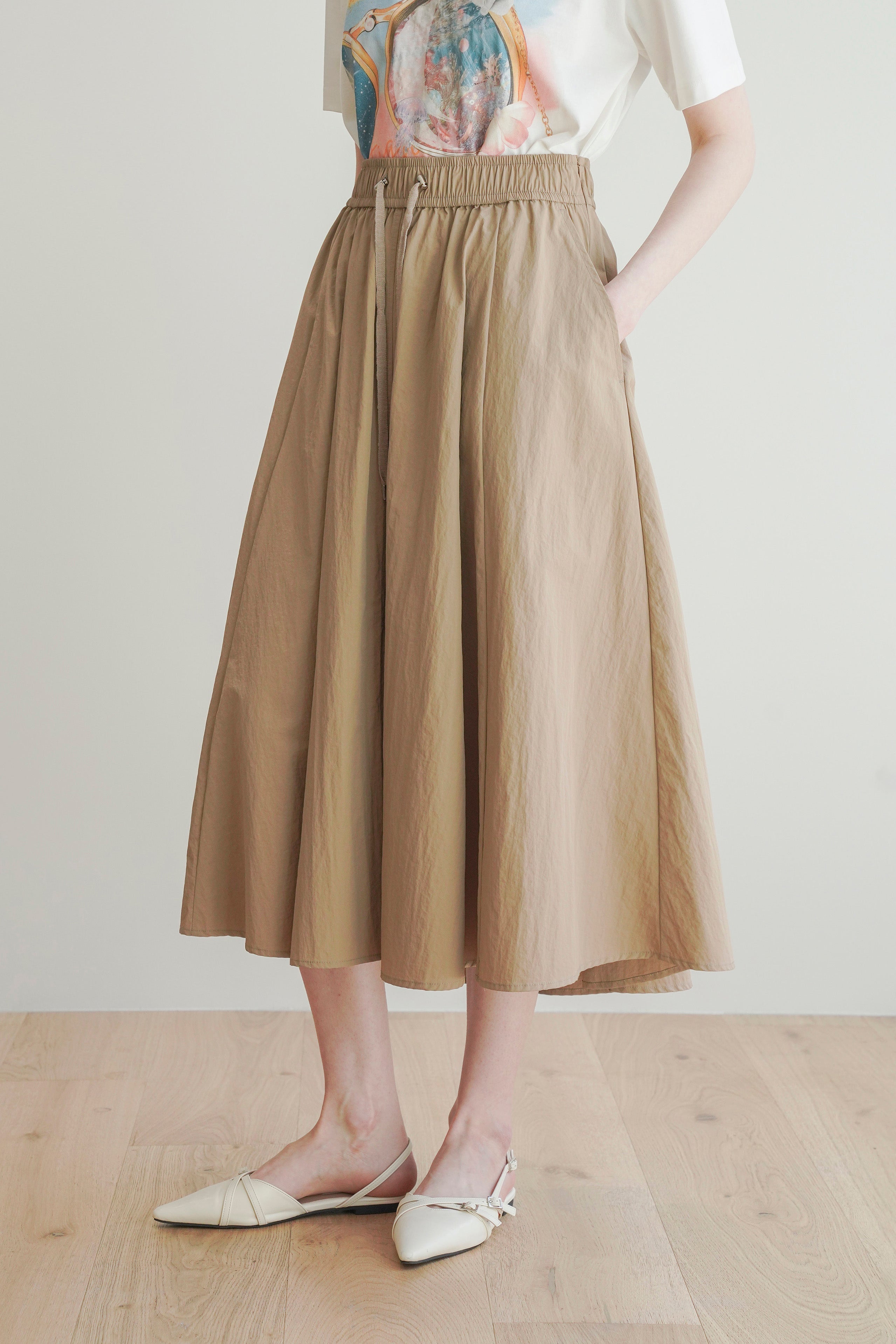 Tech Flared Long Skirt