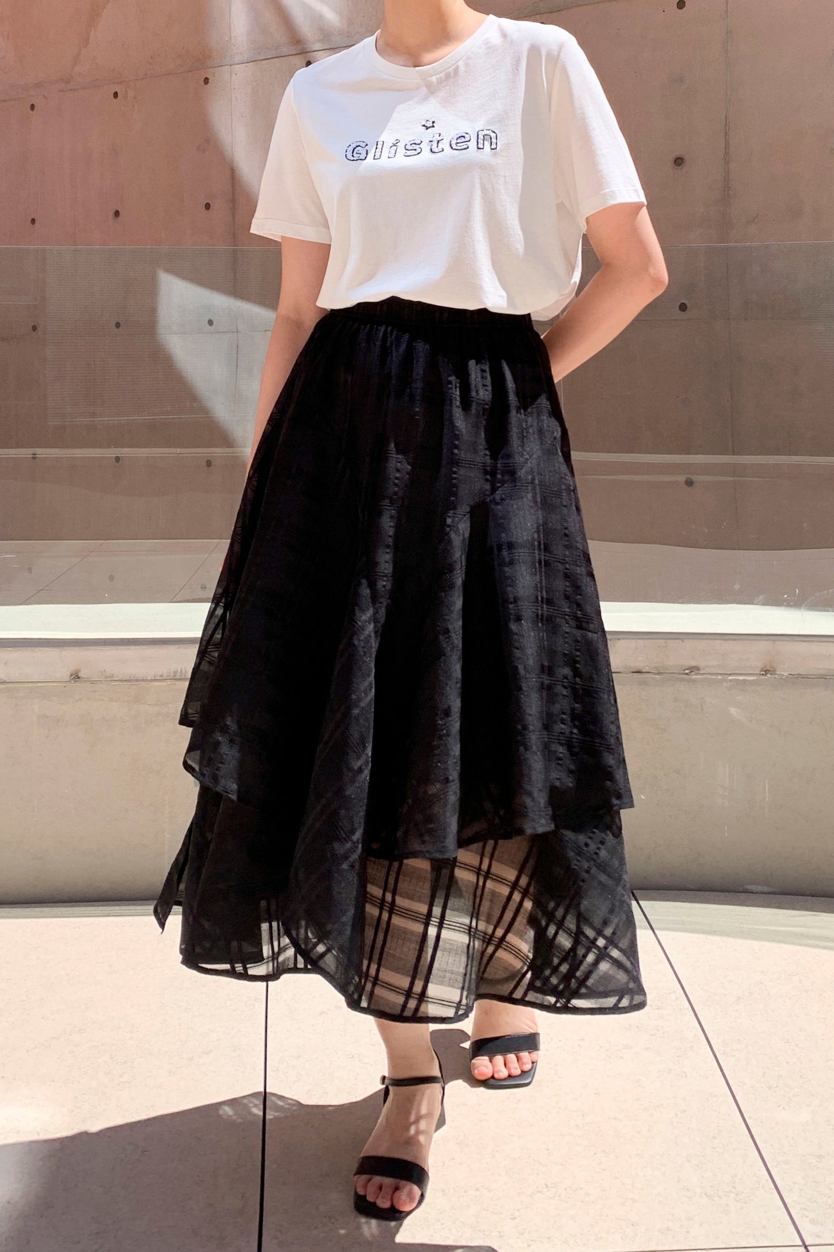 Windowpane Layered Skirt