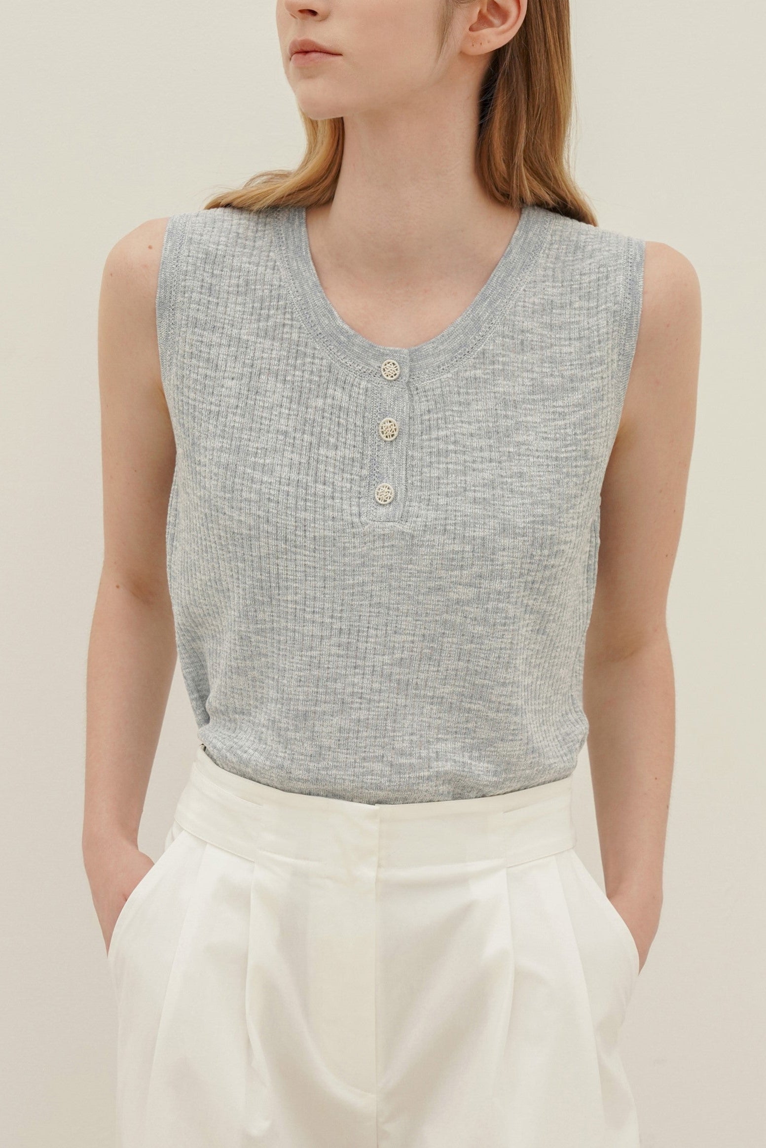 Ribbed Sleeveless Knit Top
