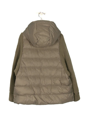 Knitted Sleeve Hooded Padded Jacket
