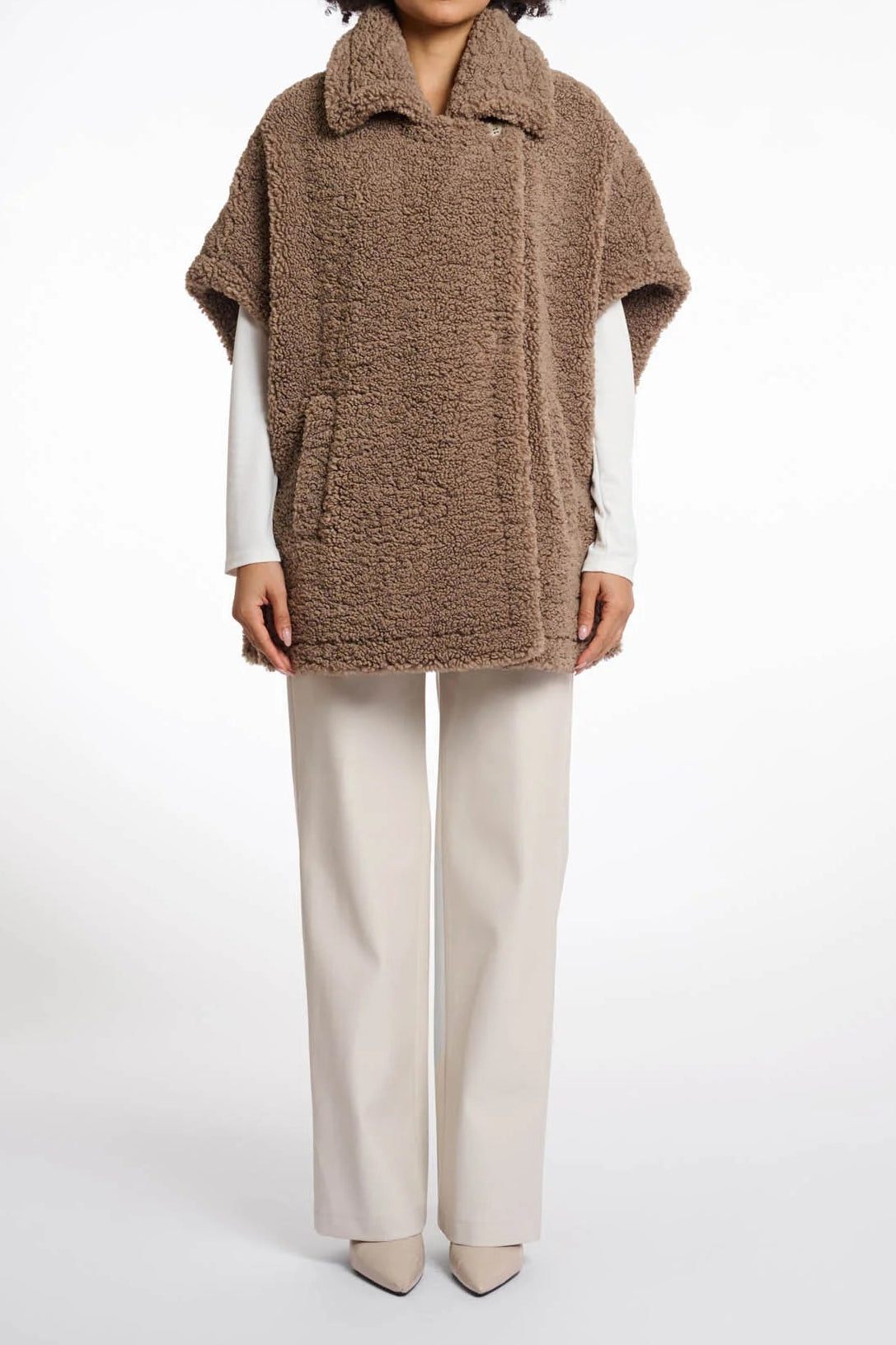 Faux Shearling Cape Coat