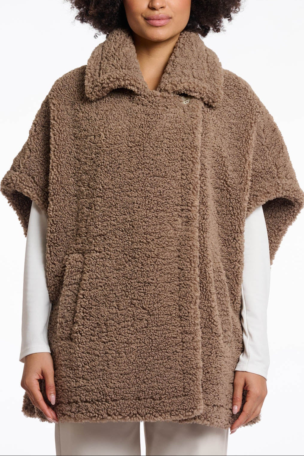 Faux Shearling Cape Coat