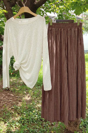 Micropleated Wide Pants