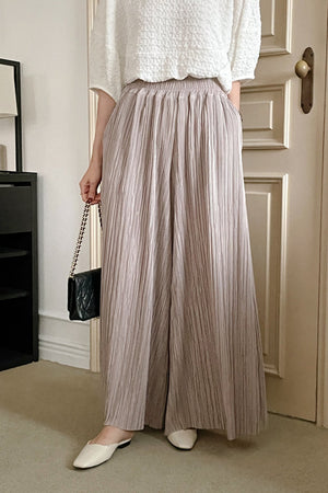 Micropleated Wide Pants 