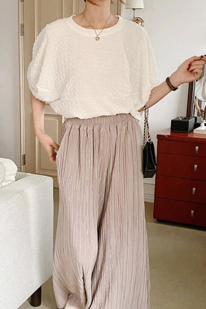 Micropleated Wide Pants