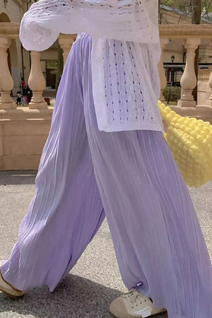 Micropleated Wide Pants
