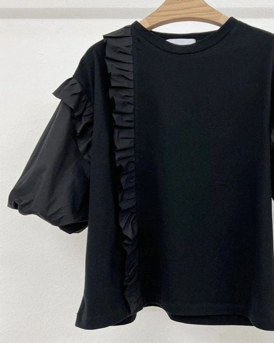 Mixed Media Ruffle T-Shirt