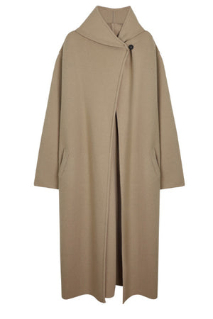 One Button Hooded Long Knit Coat