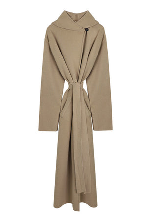 One Button Hooded Long Knit Coat