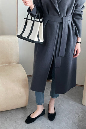 One Button Hooded Long Knit Coat