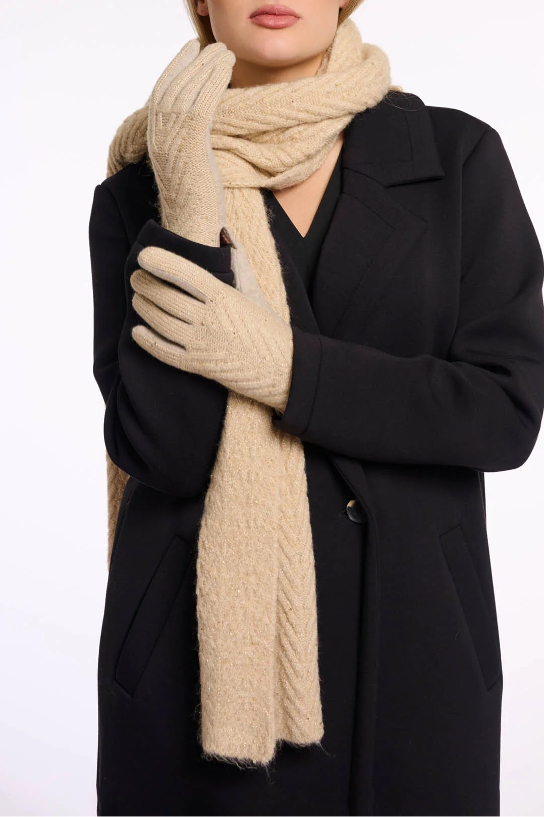 Elara Lurex Knit Gloves