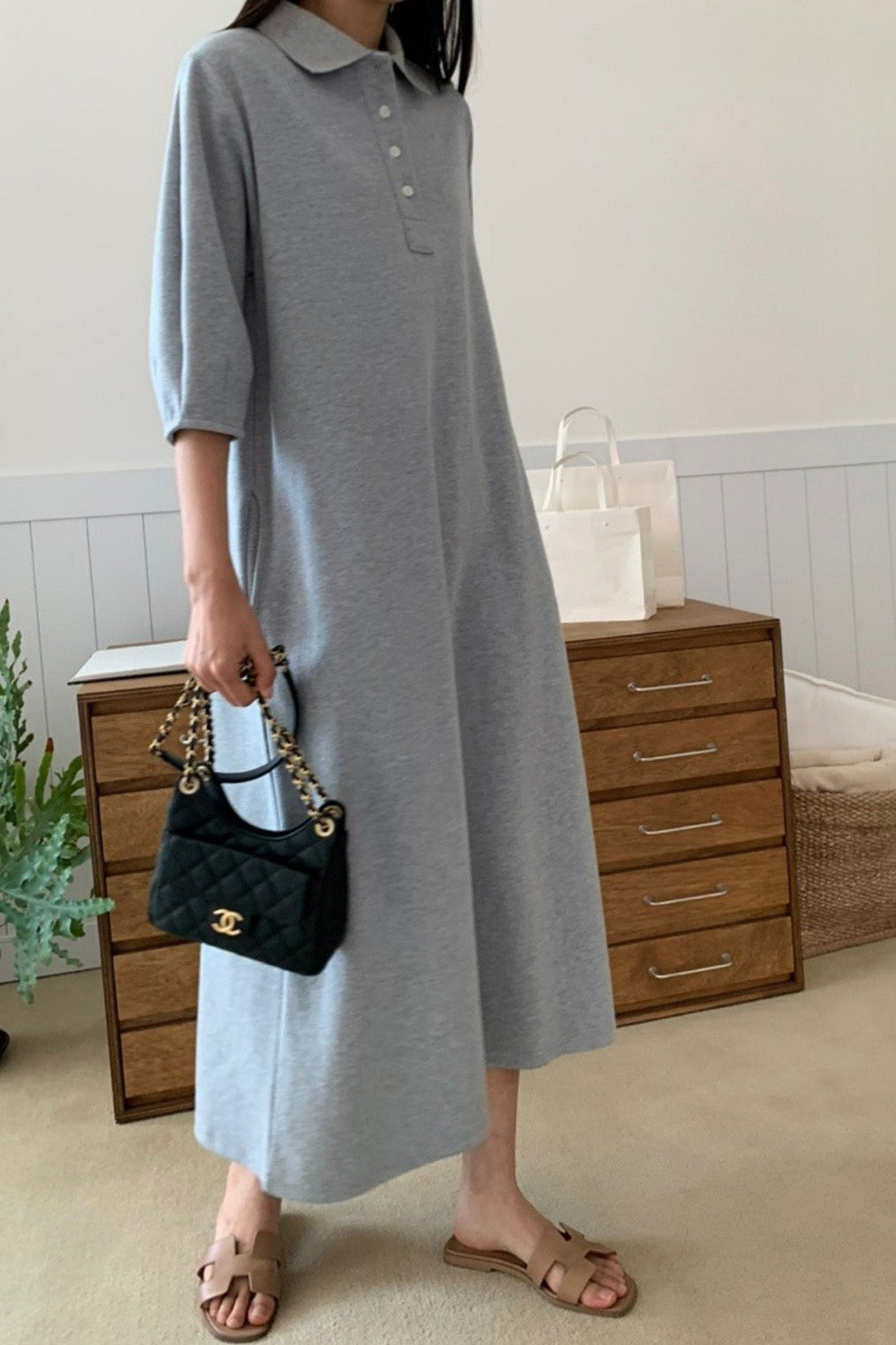 Pique Polo T-Shirt Maxi Dress