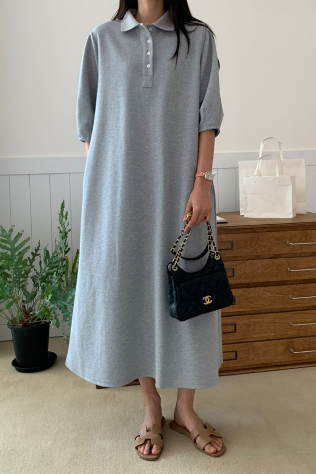 Pique Polo T-Shirt Maxi Dress