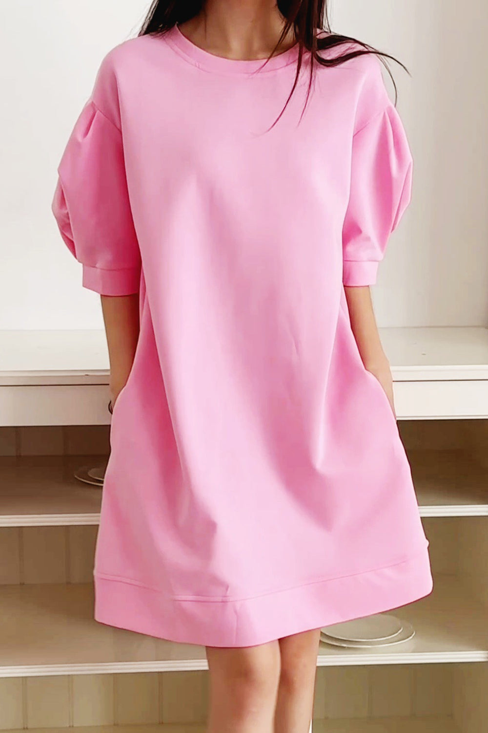 Puff Elbow Sleeve Mini Dress