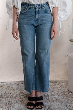 Raw Edge Ripped Wide Leg Jeans