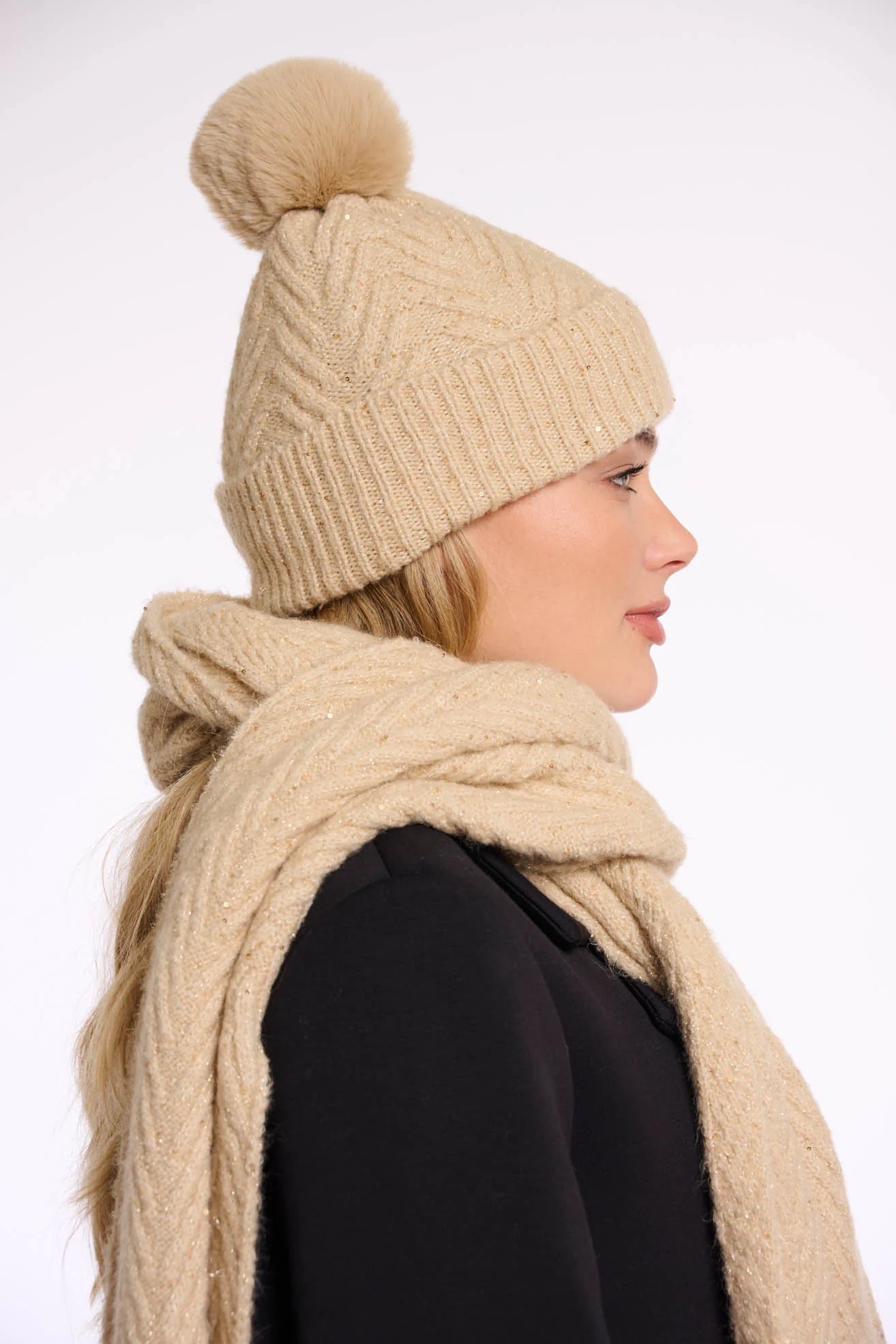 Elara Lurex Knit Beanie