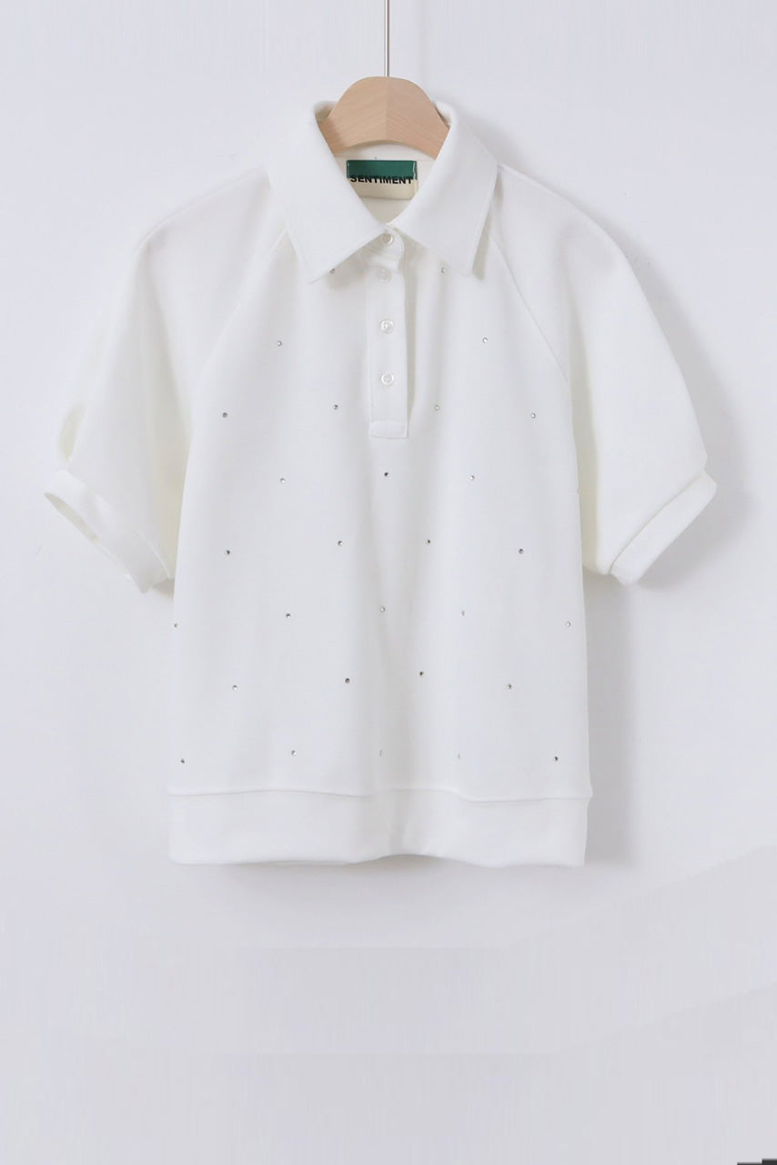 Rhinestone Pique Golf Polo T-Shirt