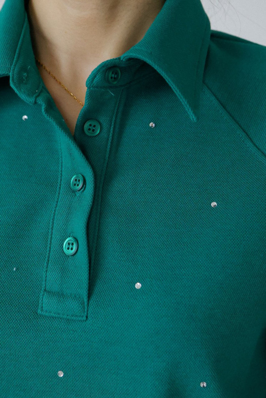 Rhinestone Pique Golf Polo T-Shirt