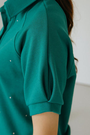 Rhinestone Pique Golf Polo T-Shirt
