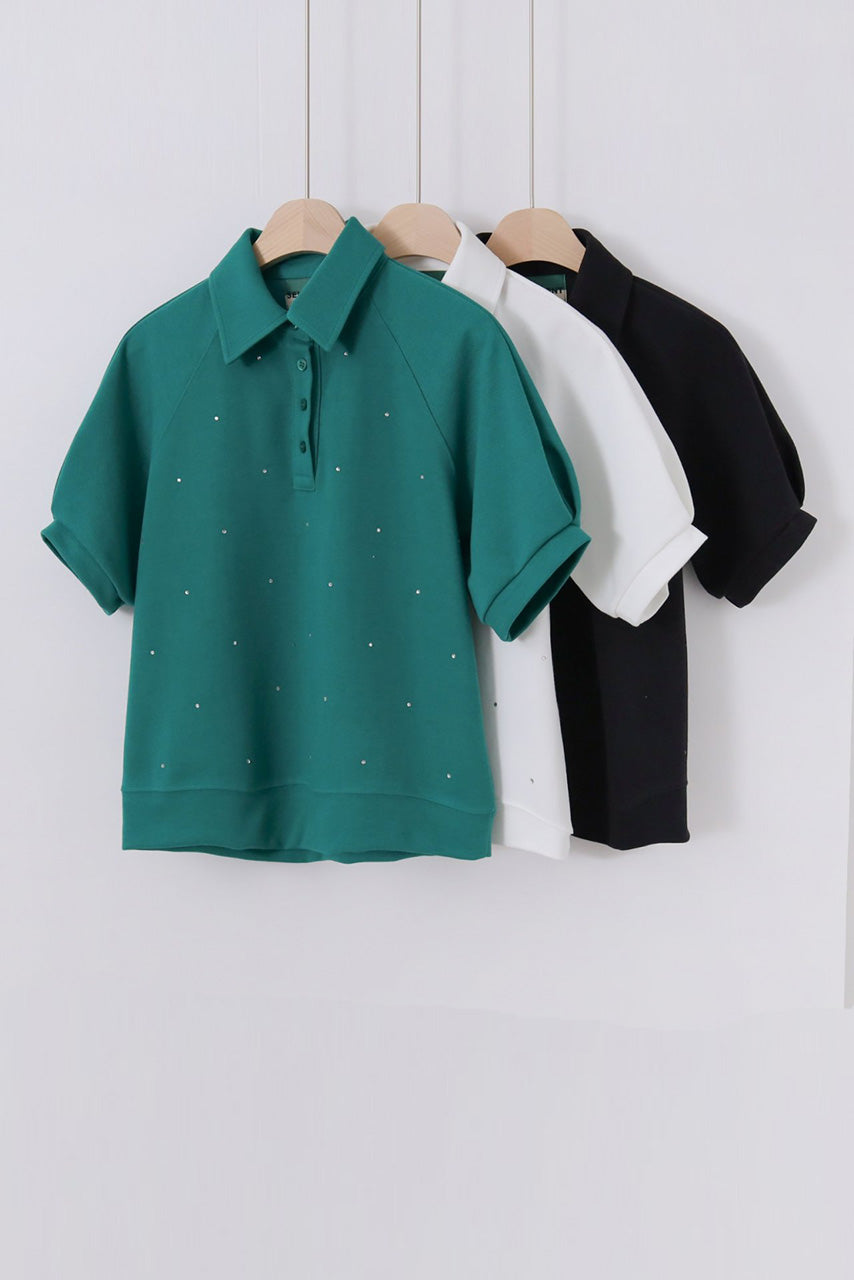 Rhinestone Pique Golf Polo T-Shirt