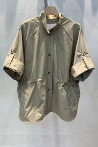 Roll-Up Sleeve Cinched Waist Jacket