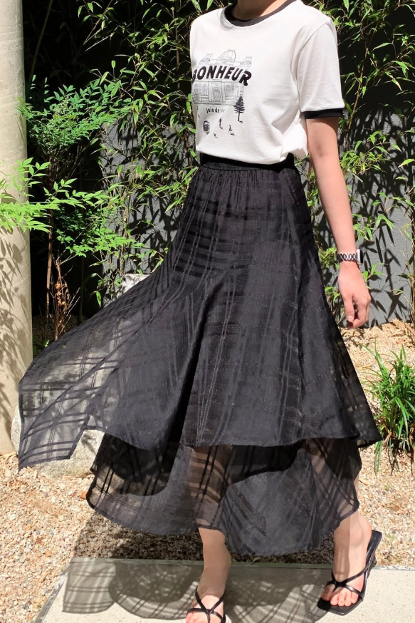 Windowpane Layered Skirt