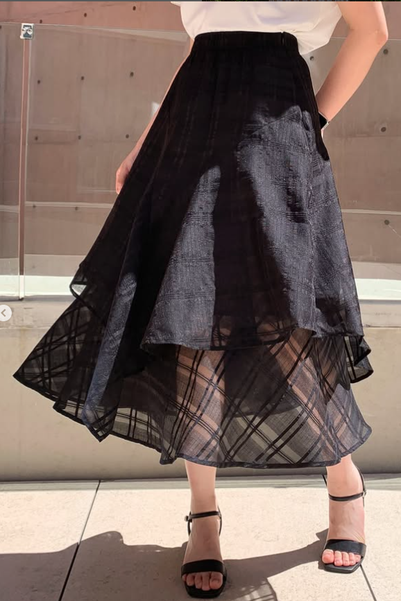 Windowpane Layered Skirt