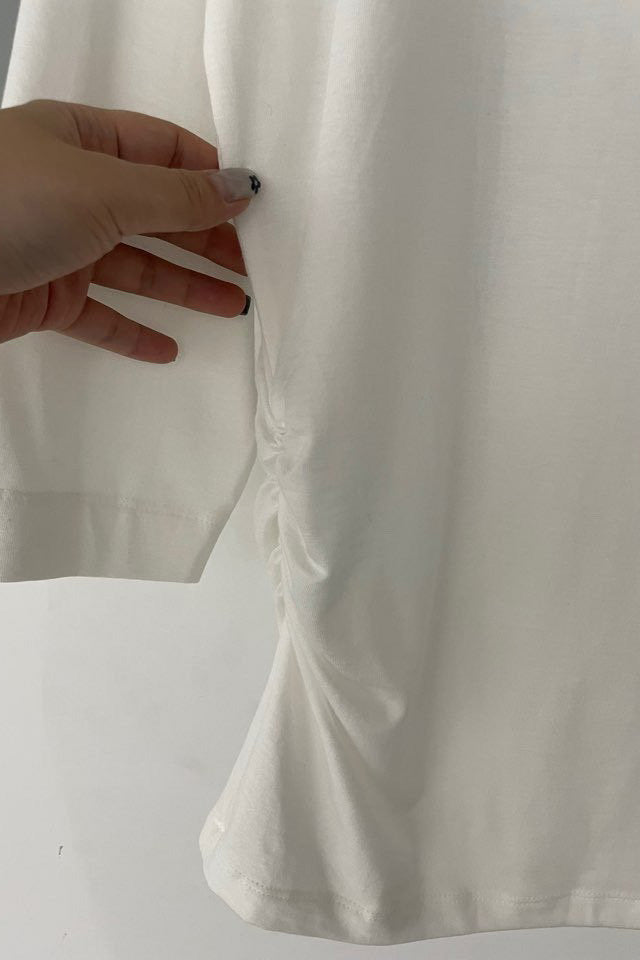 Side Shirred Mockneck T-Shirt