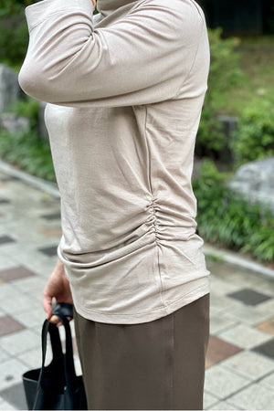 Side Shirred Mockneck T-Shirt