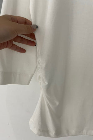 Side Shirred Mockneck T-Shirt