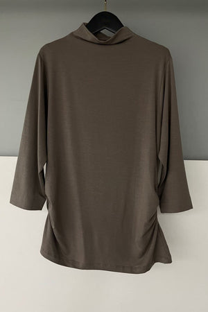 Side Shirred Mockneck T-Shirt
