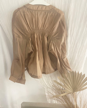 Smocked Back Light Weight Front Zip Jacket
