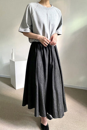 Soft Denim Wide Leg Skirt Pants