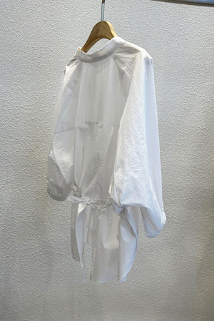 Split Back Tie Oversized Tunic Shirt