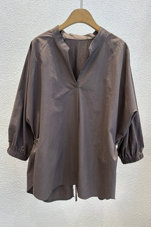 Split Back Tie Oversized Tunic Shirt
