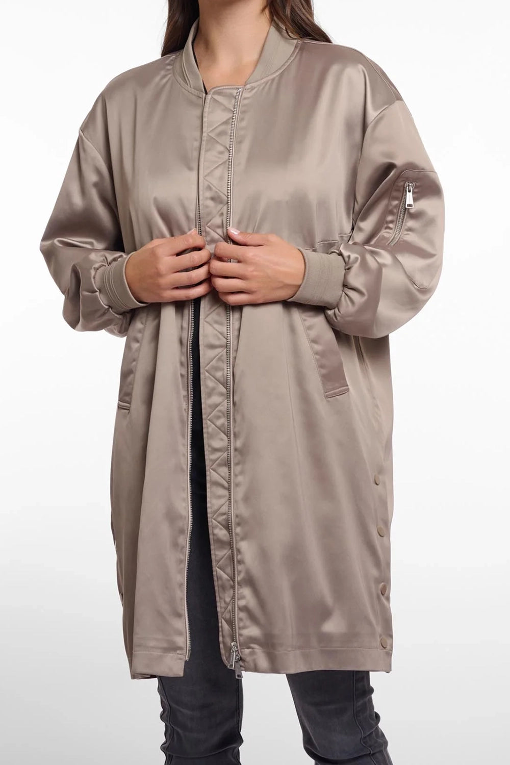 Suki Long Bomber Jacket