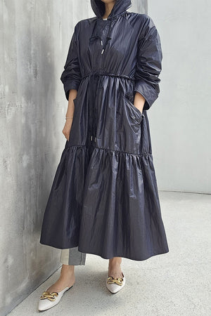 Tiered Bottom Long Hood Jacket