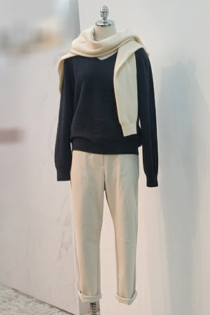 V-Neck Long Sleeve Wool Sweater