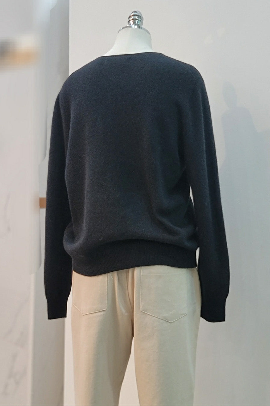 V-Neck Long Sleeve Wool Sweater