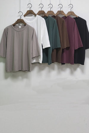 Washed Cotton 3/4 Sleeve T-Shirt