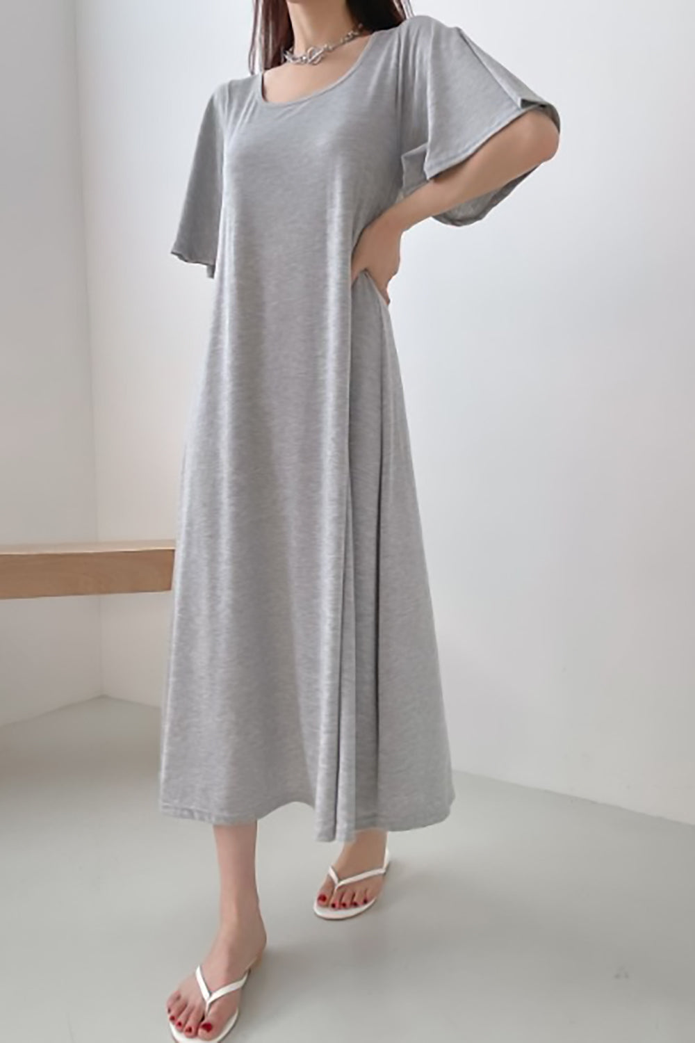 Flared Short Sleeve Swing Dress