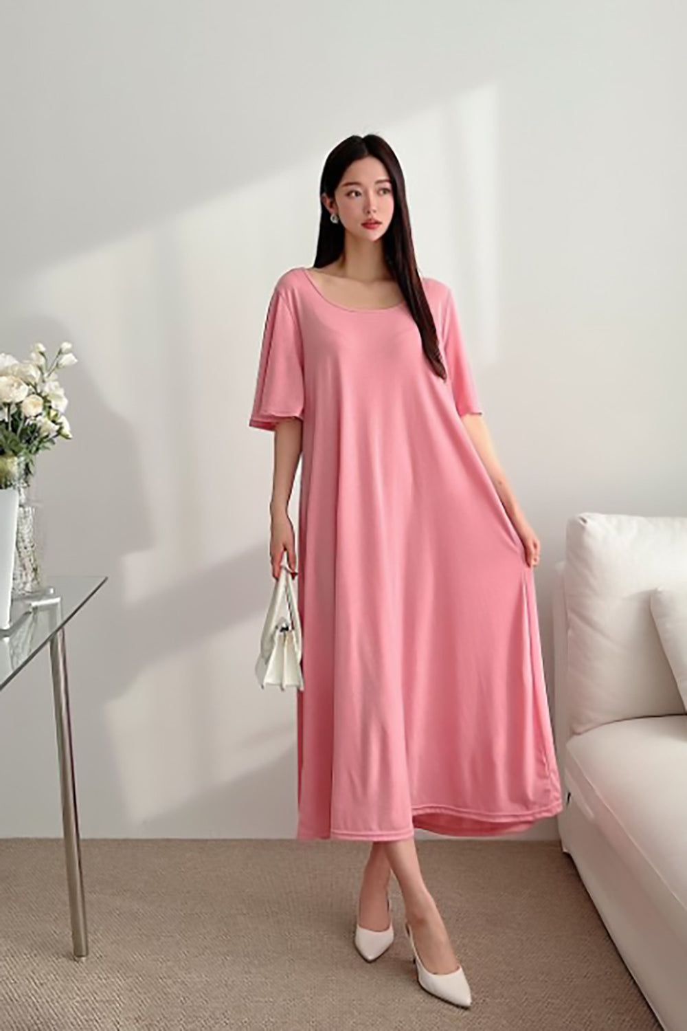 Flared Short Sleeve Swing Dress